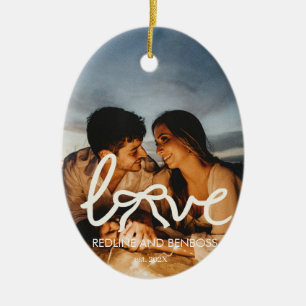 Ornamento De Cerâmica Tipografia de Casal com Arco Modern Love Foto Pers