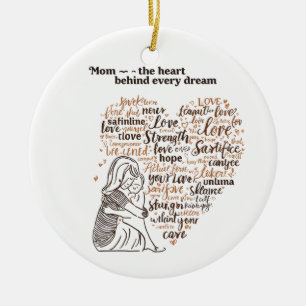 Ornamento De Cerâmica Tipografia de Citação Inspiradora de Mãe de Coraçã