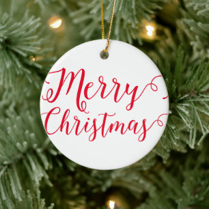 Ornamento De Cerâmica Tipografia de Natal feliz 20XX Simples minimal