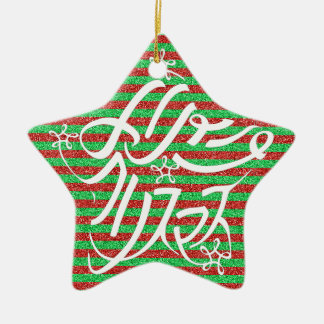 Ornamento De Cerâmica Tipografia estelar de Merry Christmas em 8 idiomas