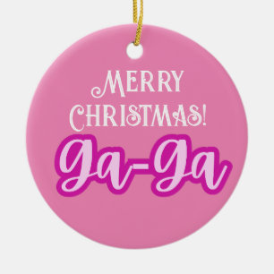 Ornamento De Cerâmica Tipografia Rosa bonito Feliz Natal Ga-Ga