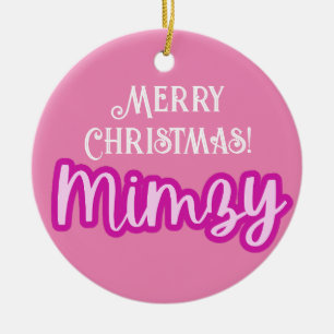 Ornamento De Cerâmica Tipografia rosa bonito Feliz Natal Mimzy