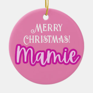 Ornamento De Cerâmica Tipografia Rosa bonito Mama de Natal Feliz