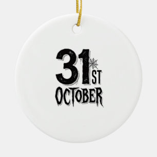 Ornamento De Cerâmica Tipografia Vintage de Halloween de 31 de Outubro D