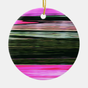 Ornamento De Cerâmica Tiras Horizontais, Rosa abstrato E Verde 705