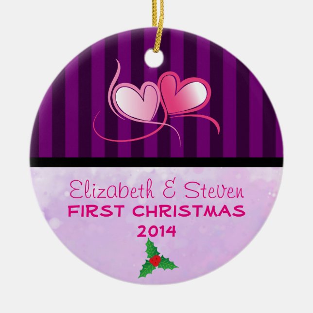 Ornamento De Cerâmica Tiras roxas e textura macia de Lavanda (Frente)