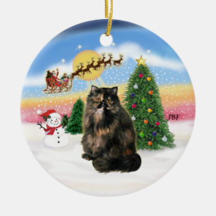 Ornamento De Cerâmica Tire-Se - Tortie Persian cat