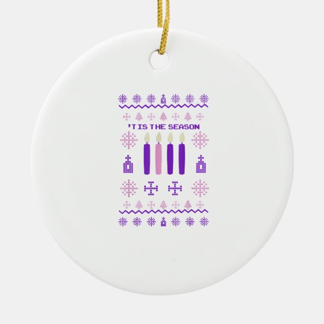 Ornamento De Cerâmica Tis The Season Sweater Christmas Xmas Catholic (Frente)