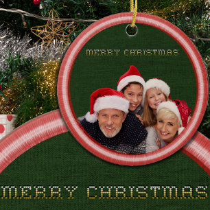 Ornamento De Cerâmica Titulares de bordados e Tecido de fotos no Natal