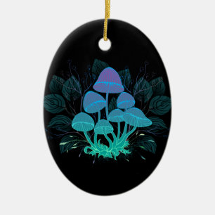 Ornamento De Cerâmica Toadstools em arbustos