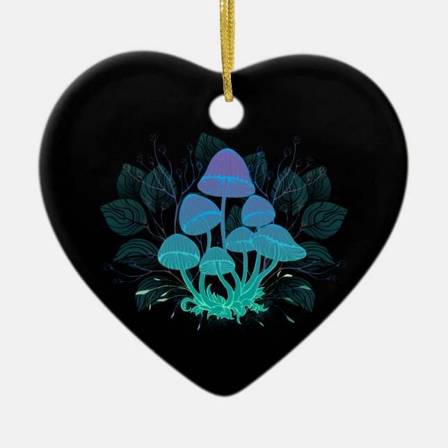 Ornamento De Cerâmica Toadstools em arbustos (Frente)