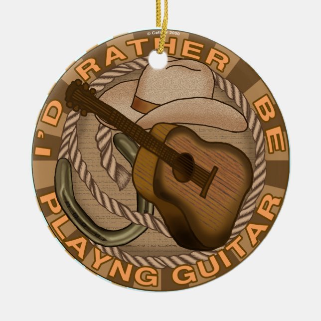 Ornamento De Cerâmica Tocar Guitarra de Preferência (Frente)
