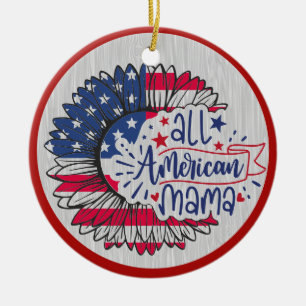 Ornamento De Cerâmica Todas as Mamas Americanas Bandeira Americana Verme