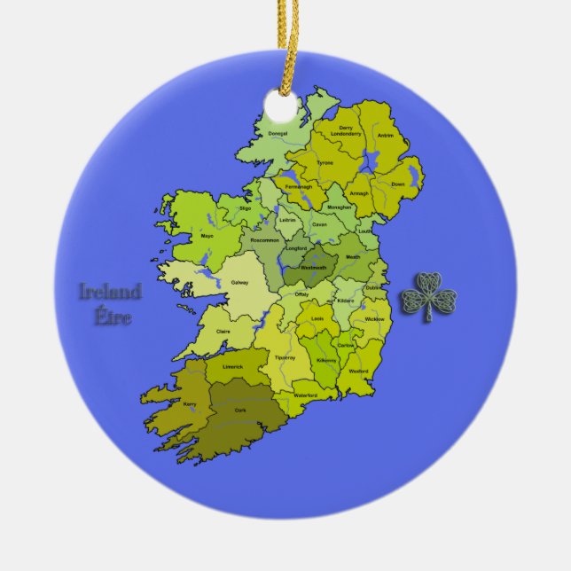 Ornamento De Cerâmica Todo o mapa irlandês de Ireland (Frente)