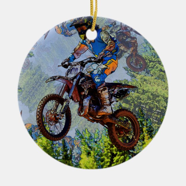 Ornamento De Cerâmica Tolos De Bicicleta De Camisa- Motocross Racers (Frente)