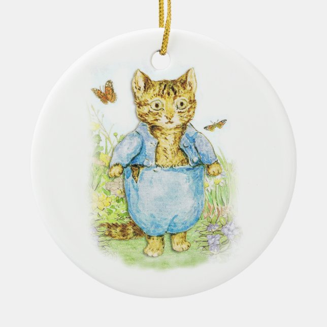 Ornamento De Cerâmica Tom Kitten in his Blue Suit by Beatrix Potter (Frente)