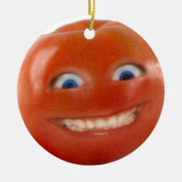 Ornamento De Cerâmica Tomate Sorridente de Rosto Feliz