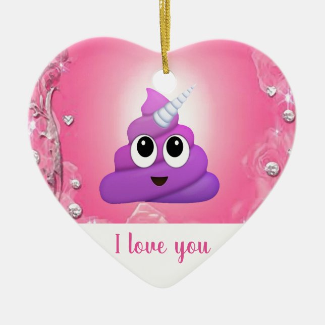 Ornamento De Cerâmica Tombadilho mágico personalizado Emoji do unicórnio (Frente)