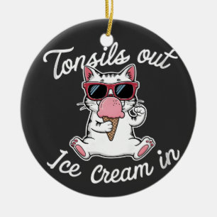 Ornamento De Cerâmica Tonsils Out Sorvete In Feline Cat Kitten Gift