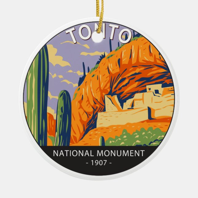 Ornamento De Cerâmica Tonto National Monuument Arizona Vintage   (Frente)
