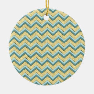 Ornamento De Cerâmica Topaz Glitter Chevron Pattern