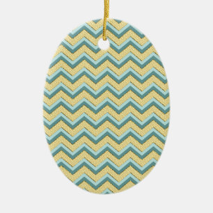 Ornamento De Cerâmica Topaz Glitter Chevron Pattern