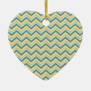 Ornamento De Cerâmica Topaz Glitter Chevron Pattern