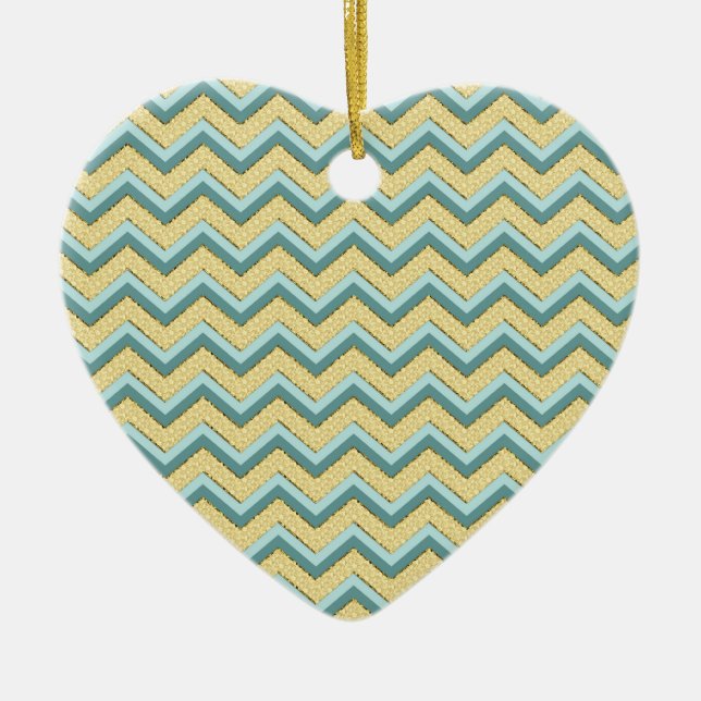 Ornamento De Cerâmica Topaz Glitter Chevron Pattern (Frente)