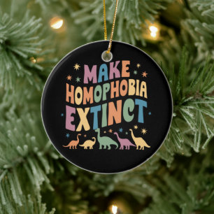 Ornamento De Cerâmica Torne a Homofobia Extinta Orgulho de Dinossauro LG