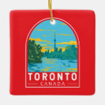 Ornamento De Cerâmica Toronto Canada Viagem Art Vintage<br><div class="desc">Design de viagem de vetor retrô de Toronto. Toronto,  capital da província de Ontário,  é uma grande cidade canadiana ao longo da costa noroeste do lago Ontário.</div>