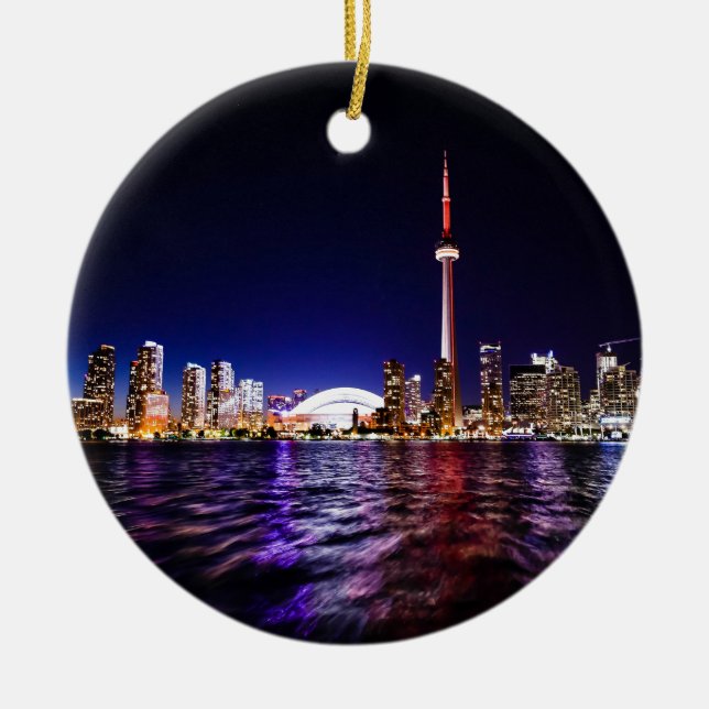 Ornamento De Cerâmica Toronto Skyline à Noite (Frente)