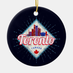 Ornamento De Cerâmica Toronto Skyline Ontario Retro Canada Vintage