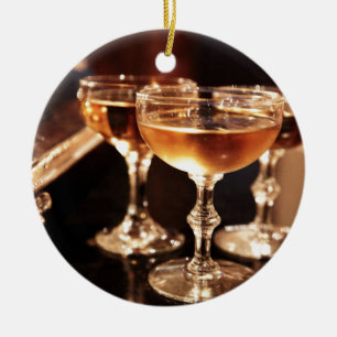 Ornamento De Cerâmica torrada de ouro de vidro de champanhe