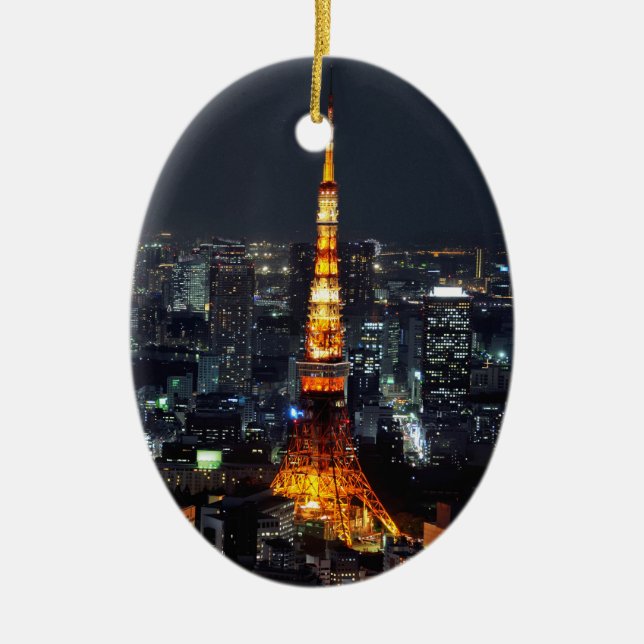 Ornamento De Cerâmica Torre de Tóquio por Noite: (Frente)
