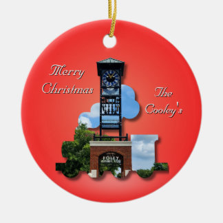 Ornamento De Cerâmica Torre e comboio foley personalizados (vermelho)