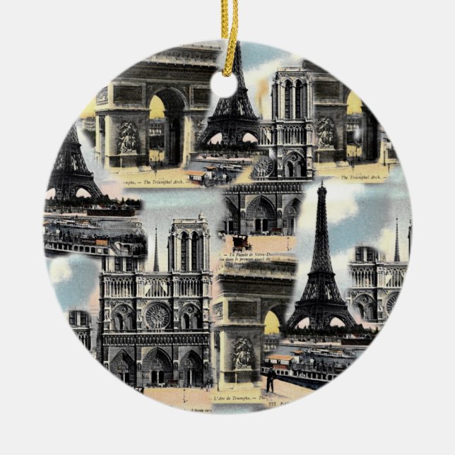 Ornamento De Cerâmica Torre Eiffel da colagem do viagem de Paris do (Frente)