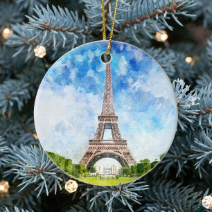 Ornamento De Cerâmica Torre Eiffel em Paris n.o 1