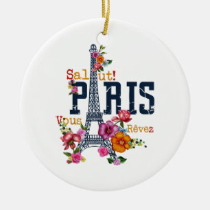 Ornamento De Cerâmica Torre Eiffel Paris Shirt Salut Flor Paris Fra
