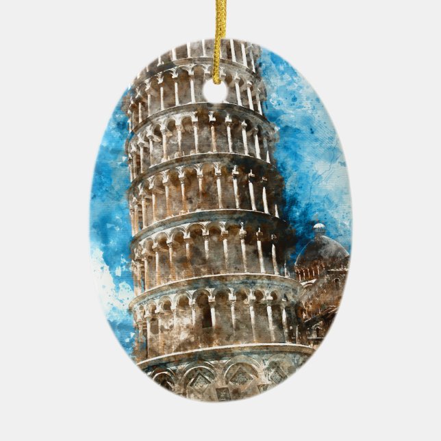 Ornamento De Cerâmica Torre inclinada de Pisa na Itália (Frente)