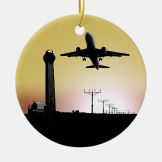 Ornamento De Cerâmica Torre & plano de controlador aéreo