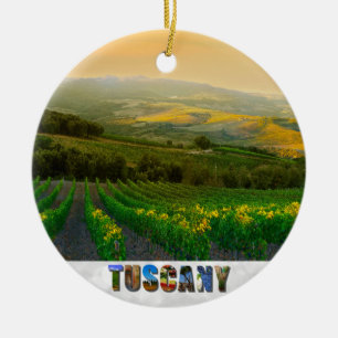 Ornamento De Cerâmica Toscana Itália Vineyard Foto Natal Italiano