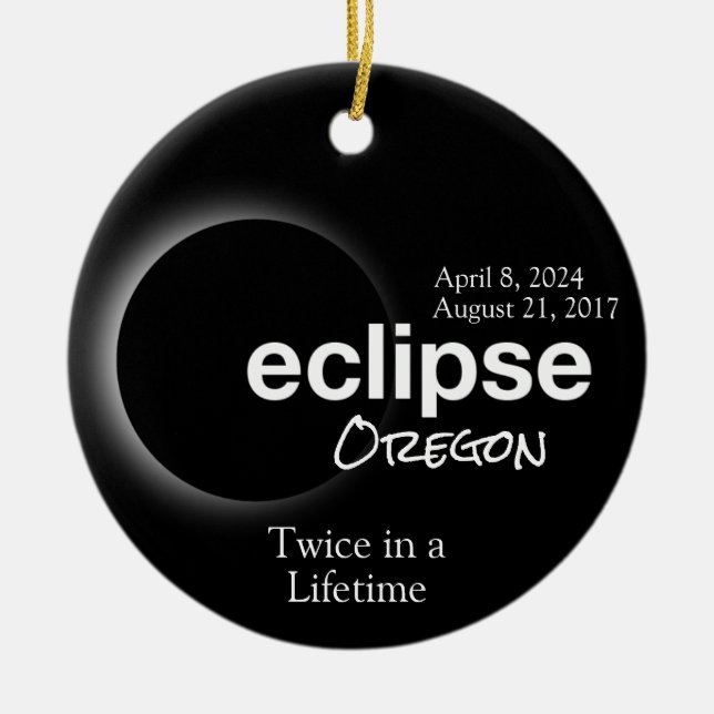 Ornamento De Cerâmica Total de Eclipse Solar 2017 2024 - Oregon (Frente)