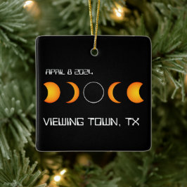 Ornamento De Cerâmica Total de Eclipse Solar 2024 Memória Personalizada