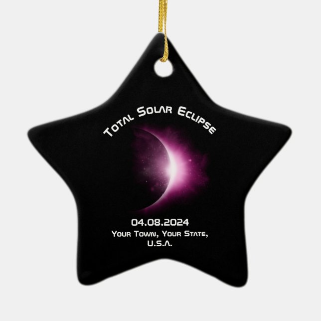 Ornamento De Cerâmica TOTAL personalizado ECLIPSE SOLAR 2024 Estrela Cer (Verso)