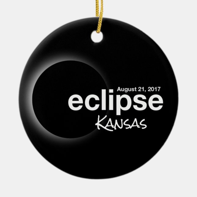 Ornamento De Cerâmica Total Solar Eclipse 2017 - Kansas (Frente)
