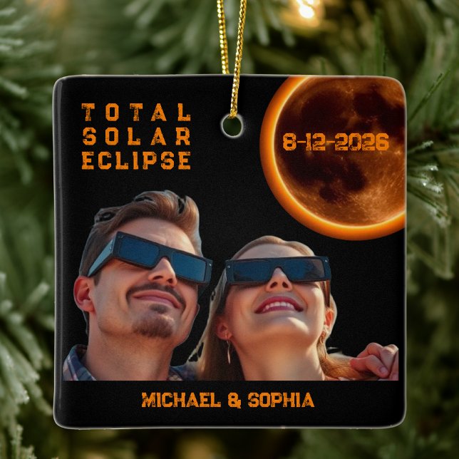 Ornamento De Cerâmica Total Solar Eclipse 2026 Souvenir (Total Solar Eclipse 2026 Souvenir Ceramic Ornament )