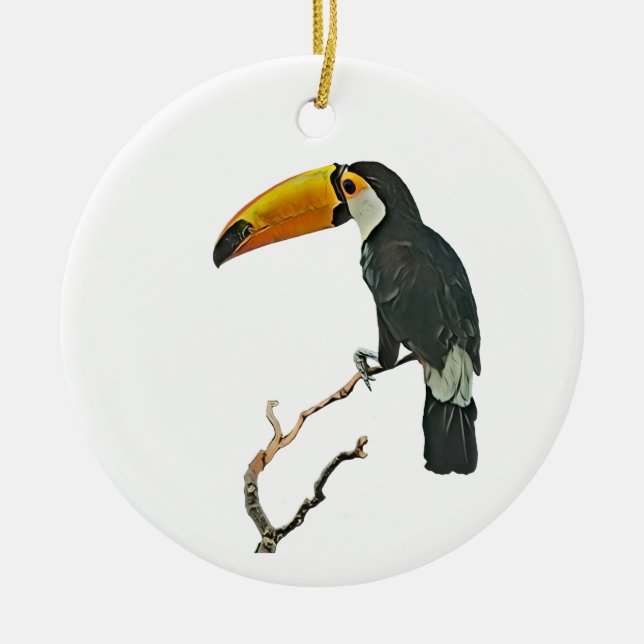 Ornamento De Cerâmica Toucan Retrait Animal Tropical Bird Design (Frente)