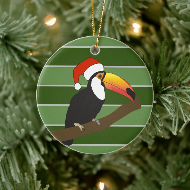 Ornamento De Cerâmica Toucan Santa Hat - Especial de Natal (Árvore)