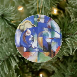 Ornamento De Cerâmica Touro mentiroso de Franz Marc, Vintage Cubism Art
