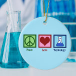 Ornamento De Cerâmica Toxicologia do Peace Love<br><div class="desc">Toxicologia do Amor pela Paz. Um presente toxicólogo legal para um cientista que trabalha em um laboratório como especialista em veneno e envenenamento. Apoie os pesquisadores de toxicidade com este design fofo!</div>